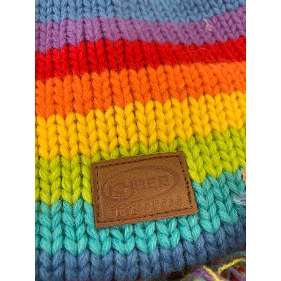 Kyber Outerwear Monkey Rainbow Winter Hat Cozy Warm Pom Pom Wool Colorful Cute - Picture 3 of 3
